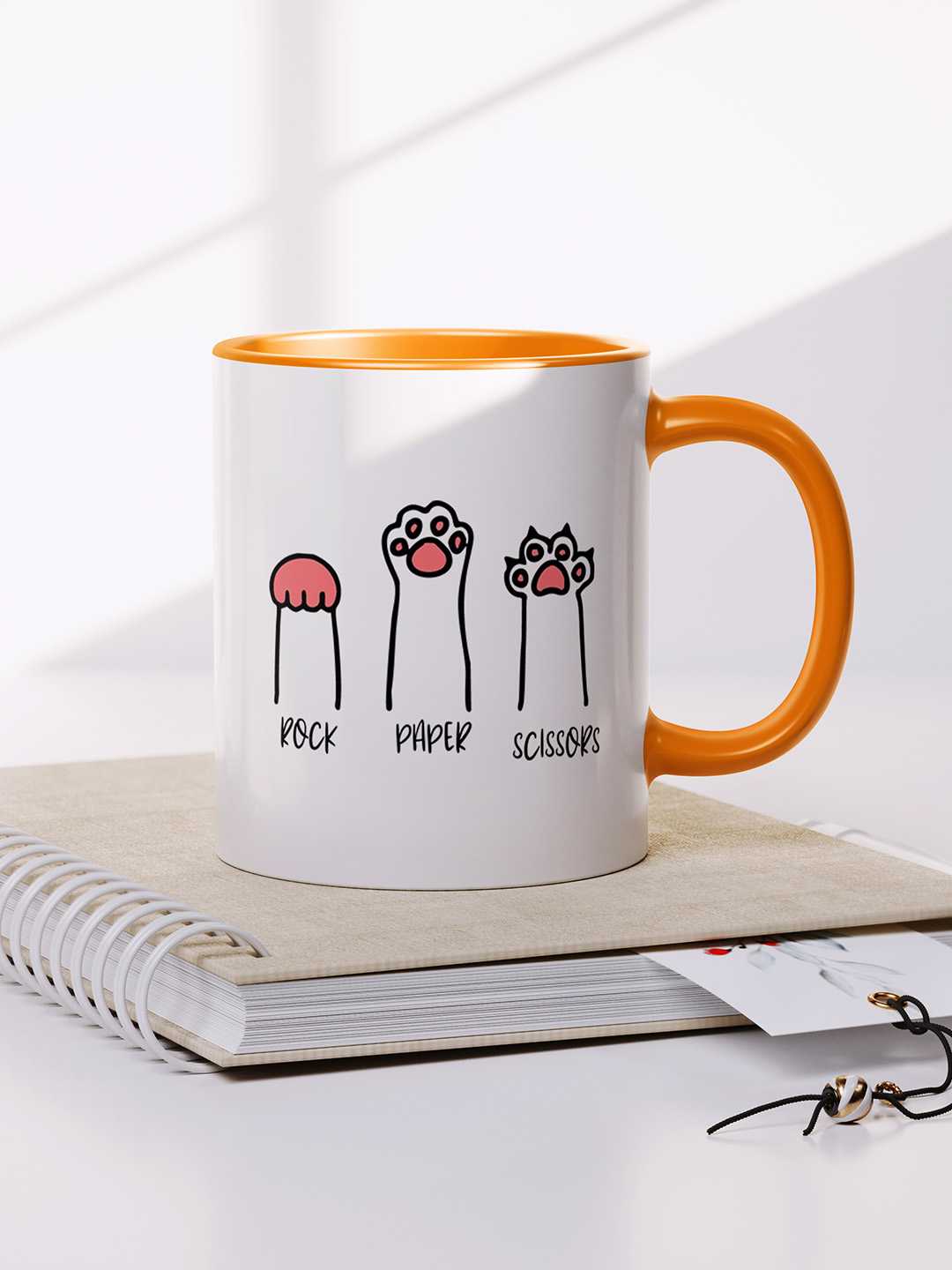 ROCK PAPER SCISSORS Graphic Printed Ceramic Mug