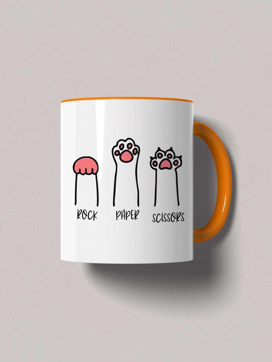 ROCK PAPER SCISSORS Graphic Printed Ceramic Mug
