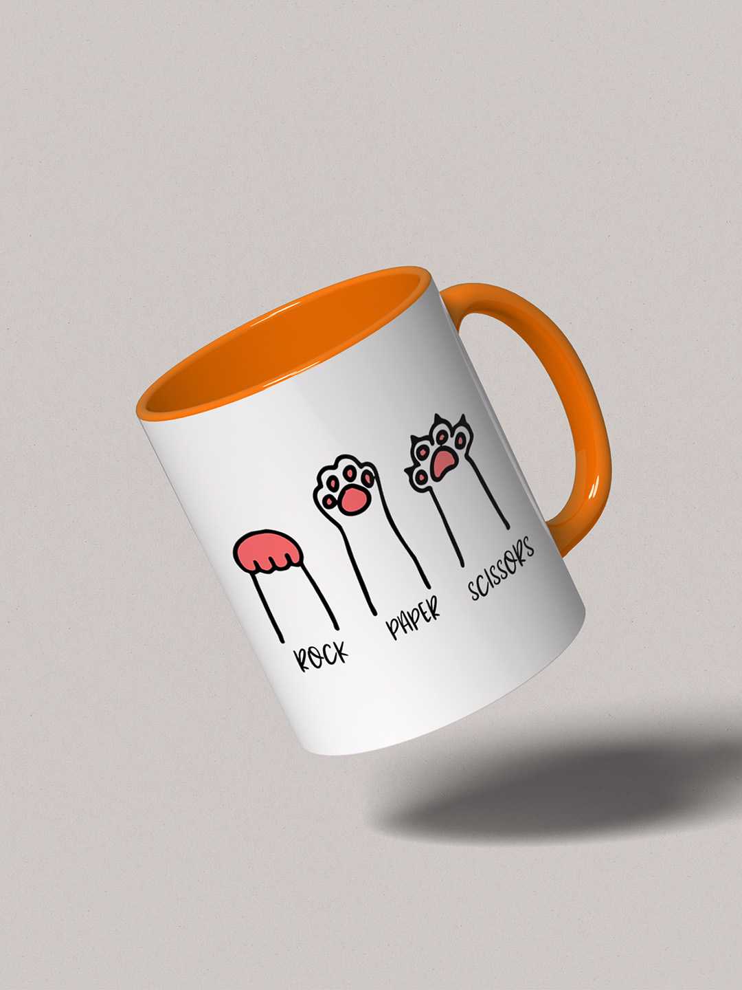 ROCK PAPER SCISSORS Graphic Printed Ceramic Mug