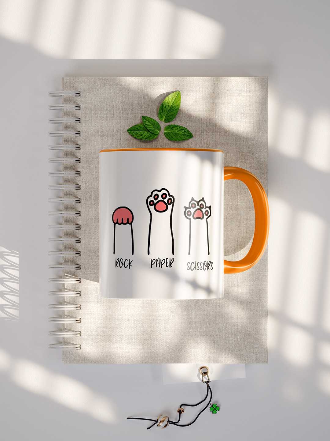 ROCK PAPER SCISSORS Graphic Printed Ceramic Mug