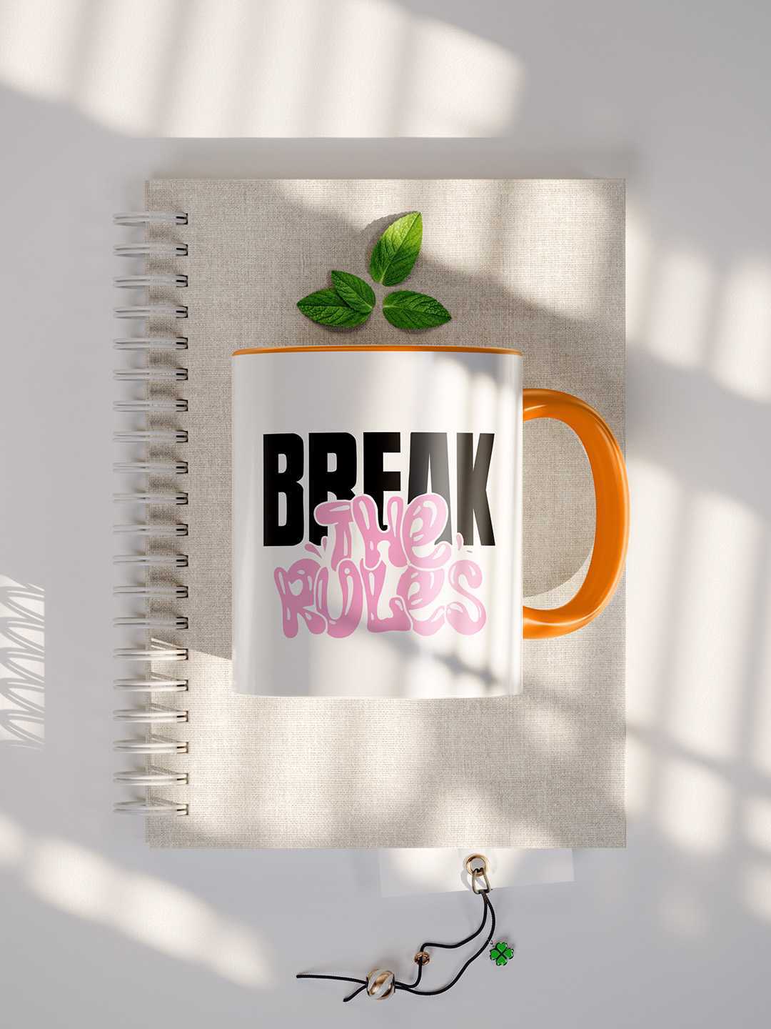 BREAK THE RULES Graphic Printed Ceramic Mug