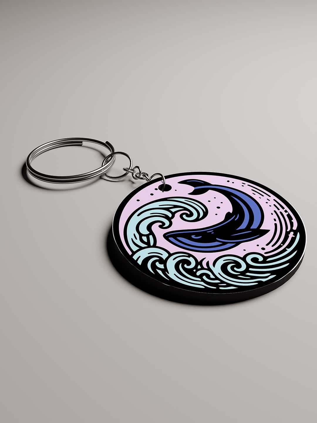 Whale Art Graphic Keychain