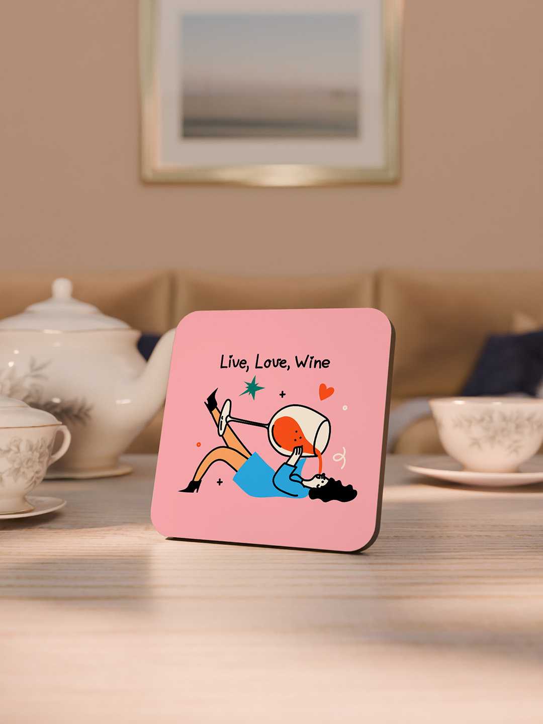 Wine and Dine Graphic Coasters - Pack of 6