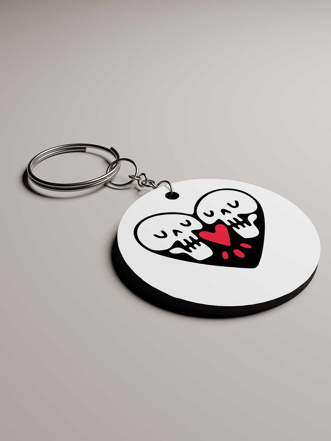 Skull Heart Art Graphic Keychain