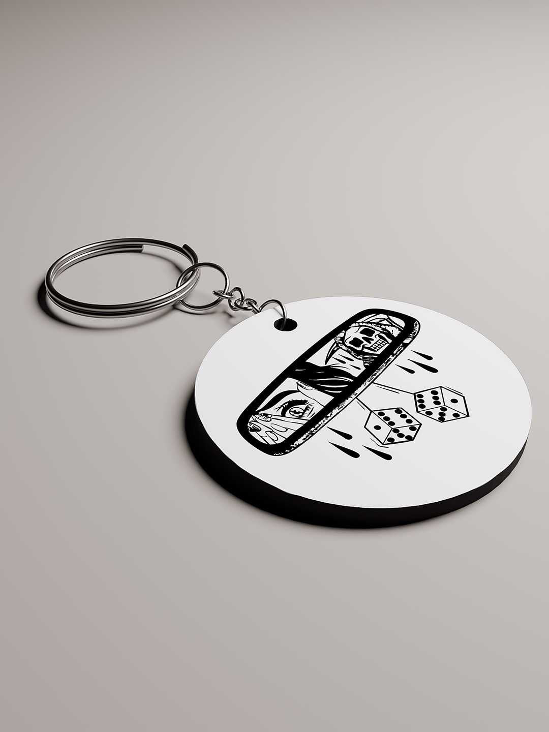 Rear View Mirror Graphic Keychain