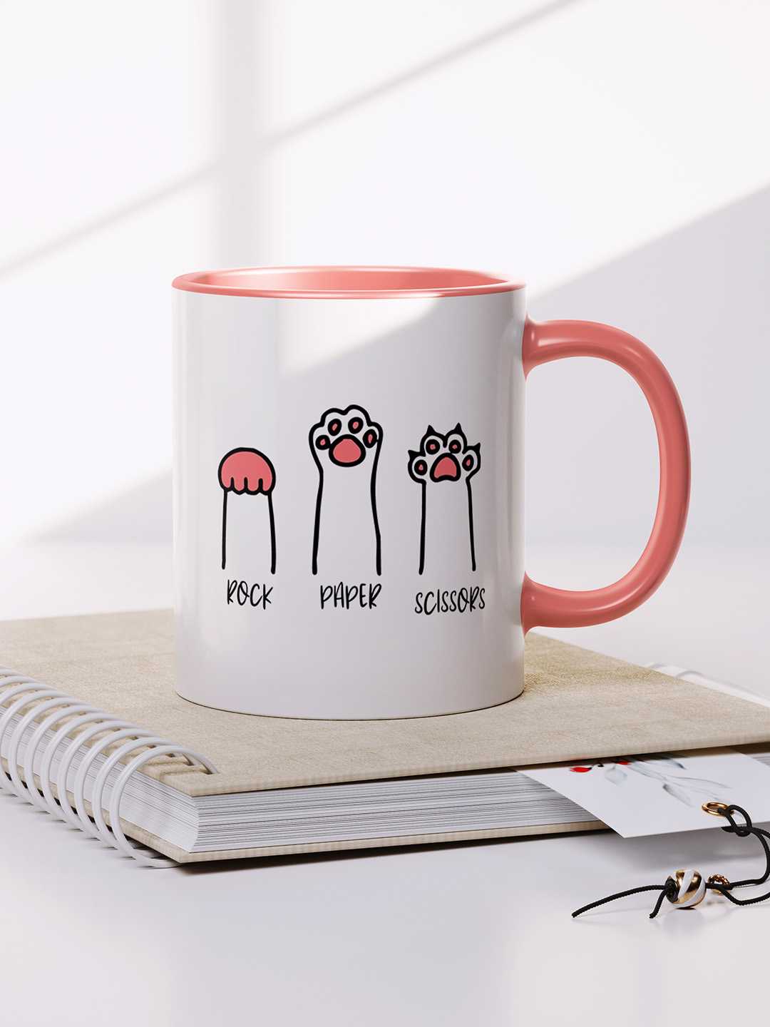 ROCK PAPER SCISSORS Graphic Printed Ceramic Mug