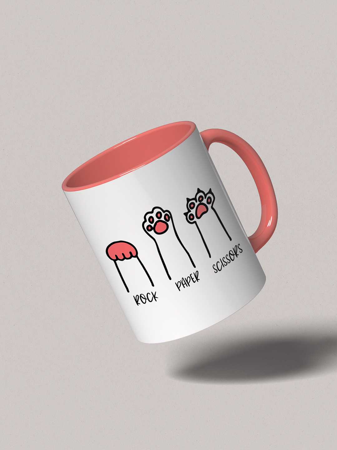 ROCK PAPER SCISSORS Graphic Printed Ceramic Mug