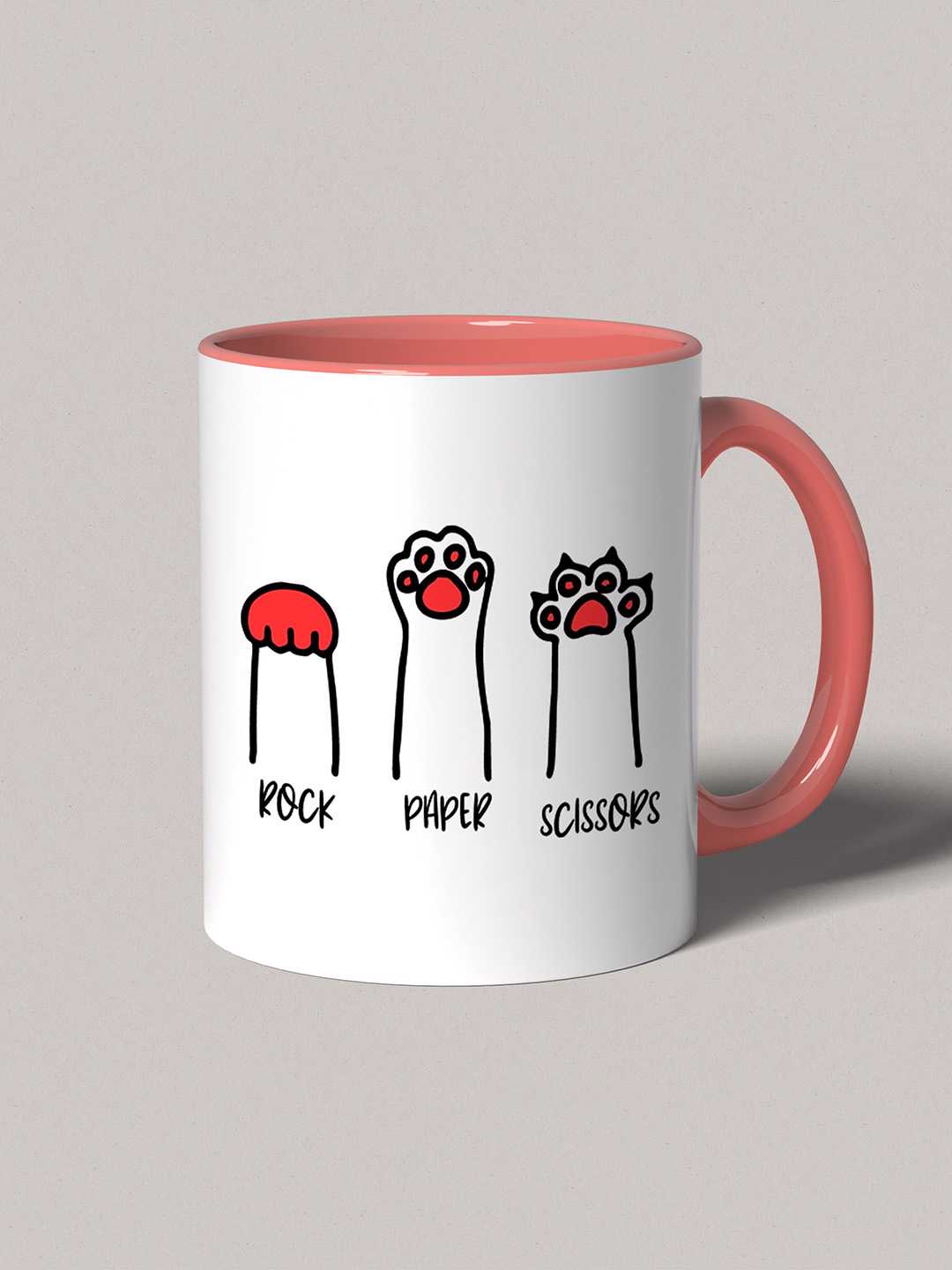 ROCK PAPER SCISSORS Graphic Printed Ceramic Mug