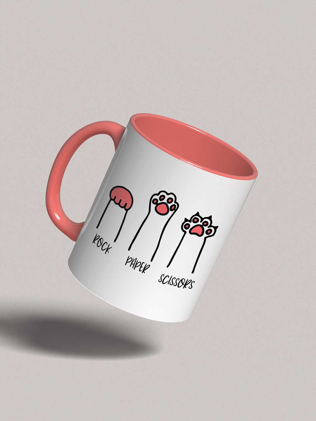 ROCK PAPER SCISSORS Graphic Printed Ceramic Mug