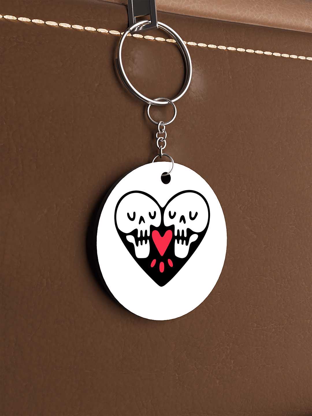 Skull Heart Art Graphic Keychain