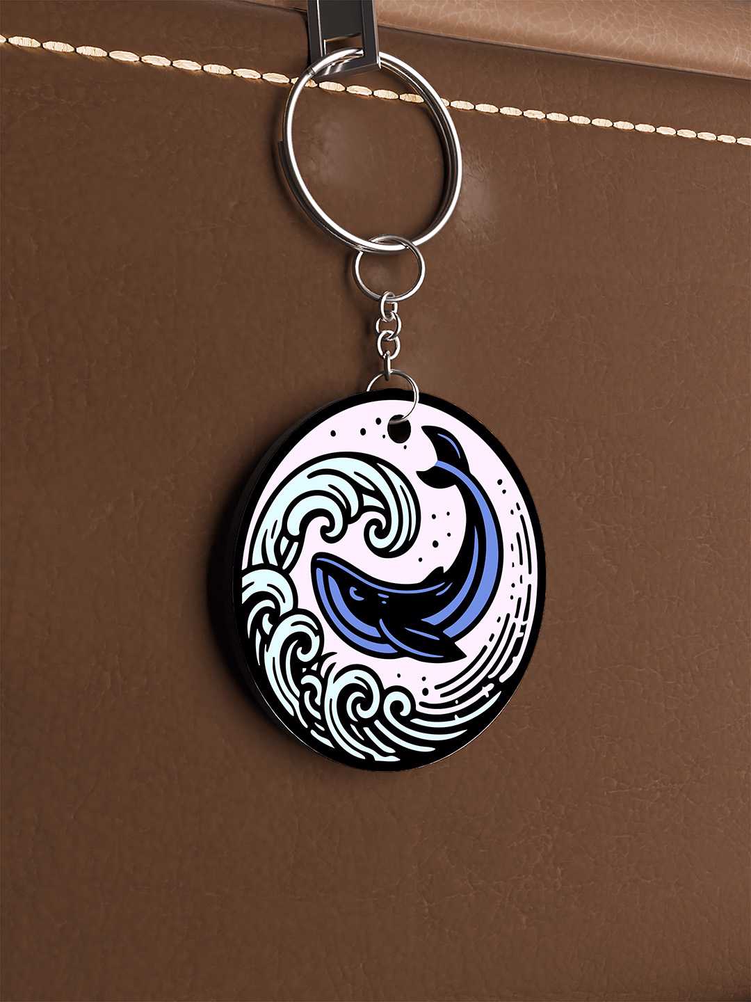 Whale Art Graphic Keychain