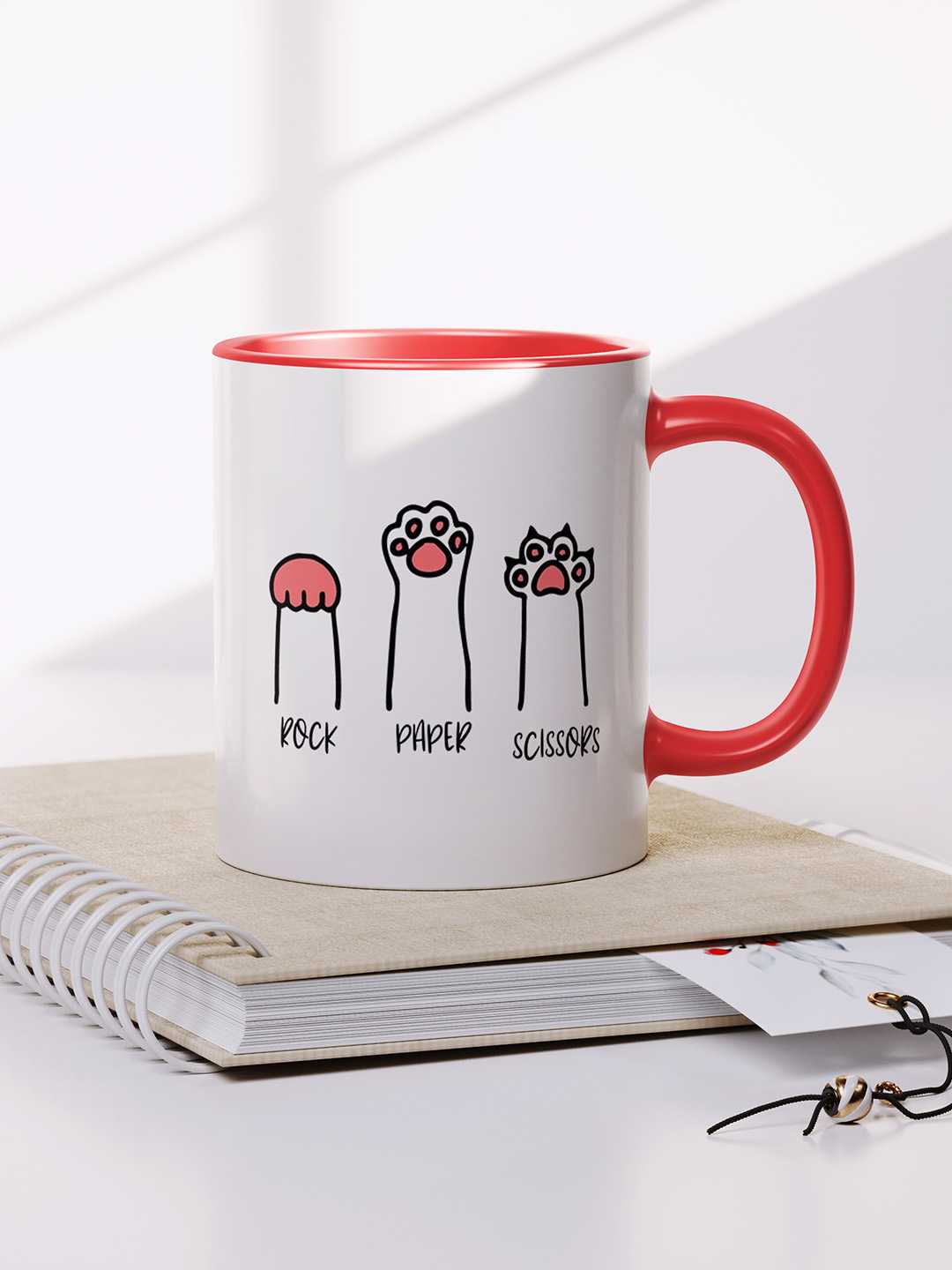 ROCK PAPER SCISSORS Graphic Printed Ceramic Mug