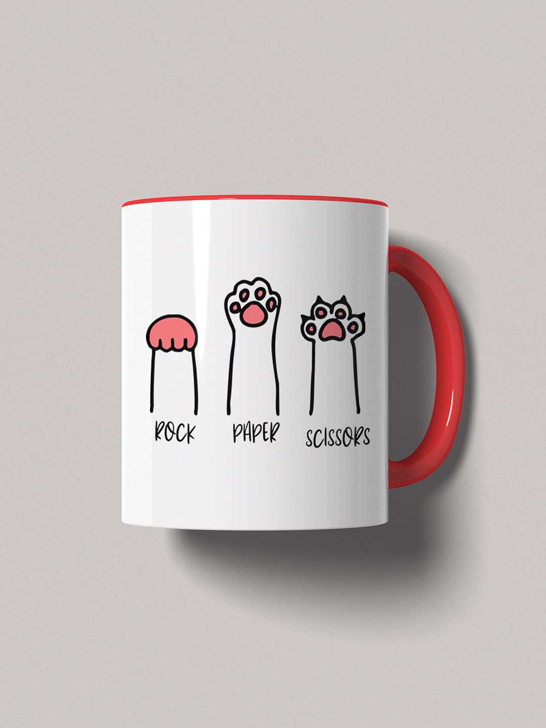 ROCK PAPER SCISSORS Graphic Printed Ceramic Mug