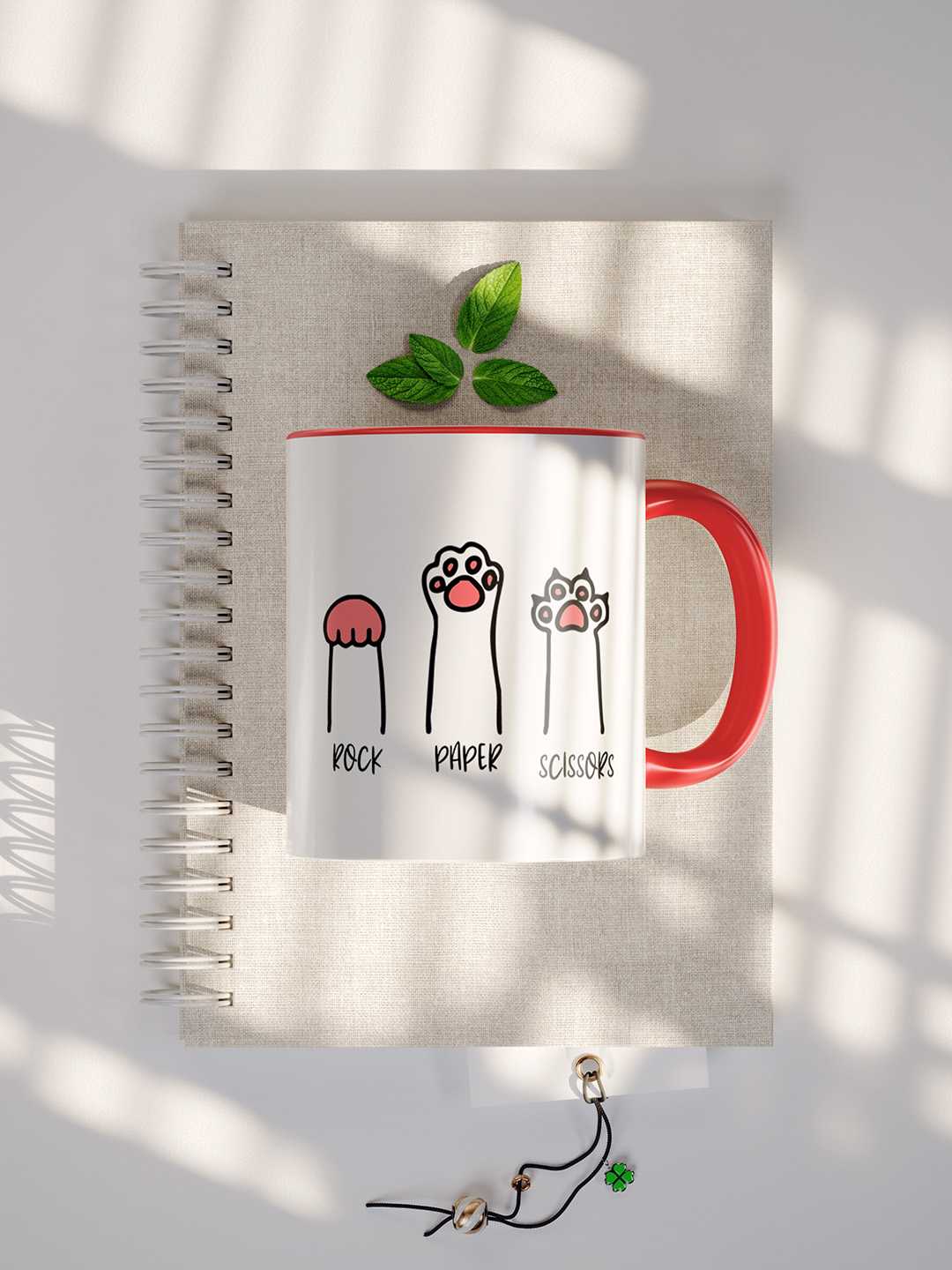 ROCK PAPER SCISSORS Graphic Printed Ceramic Mug