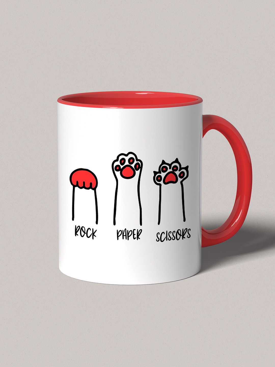 ROCK PAPER SCISSORS Graphic Printed Ceramic Mug