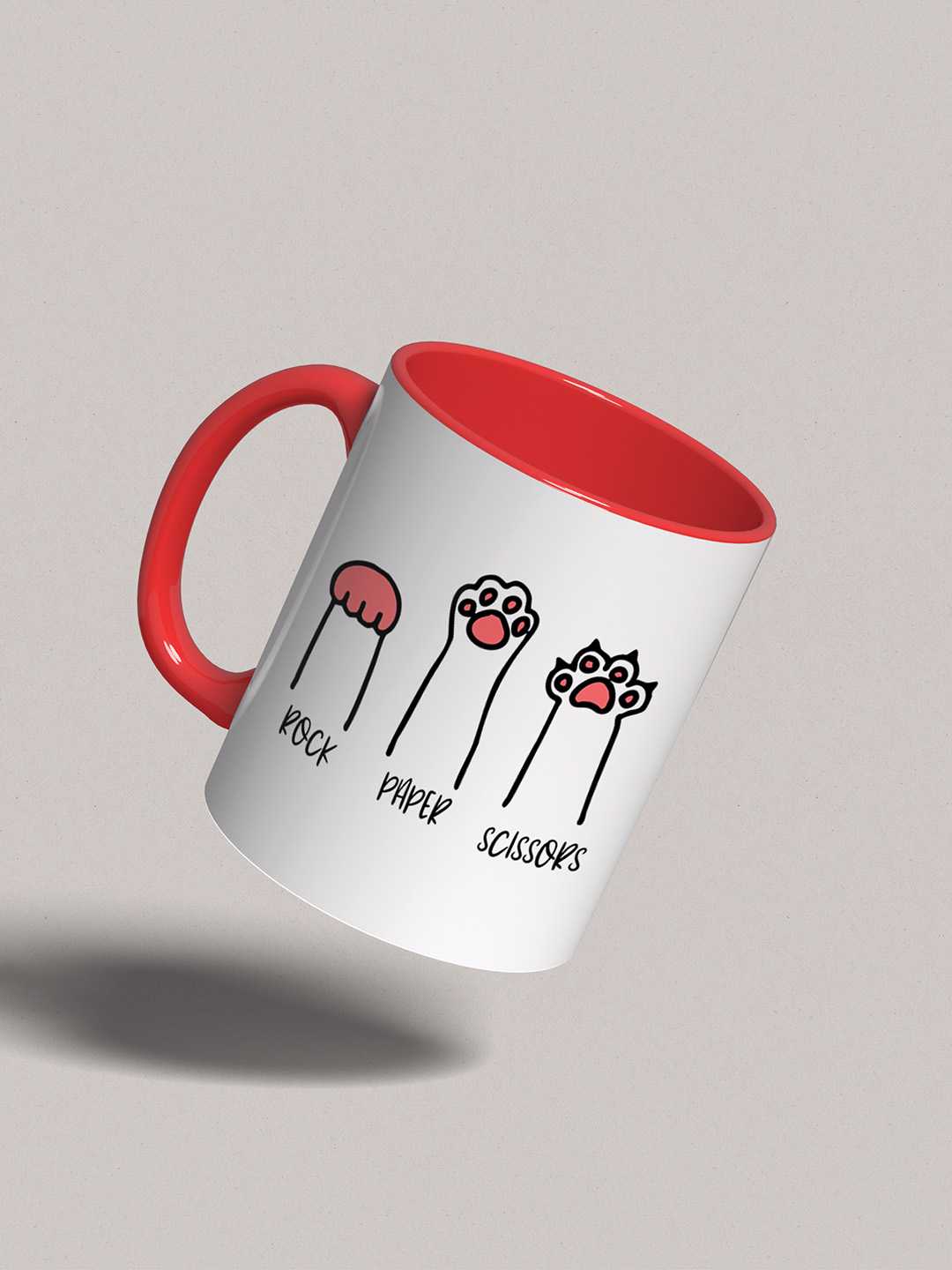 ROCK PAPER SCISSORS Graphic Printed Ceramic Mug