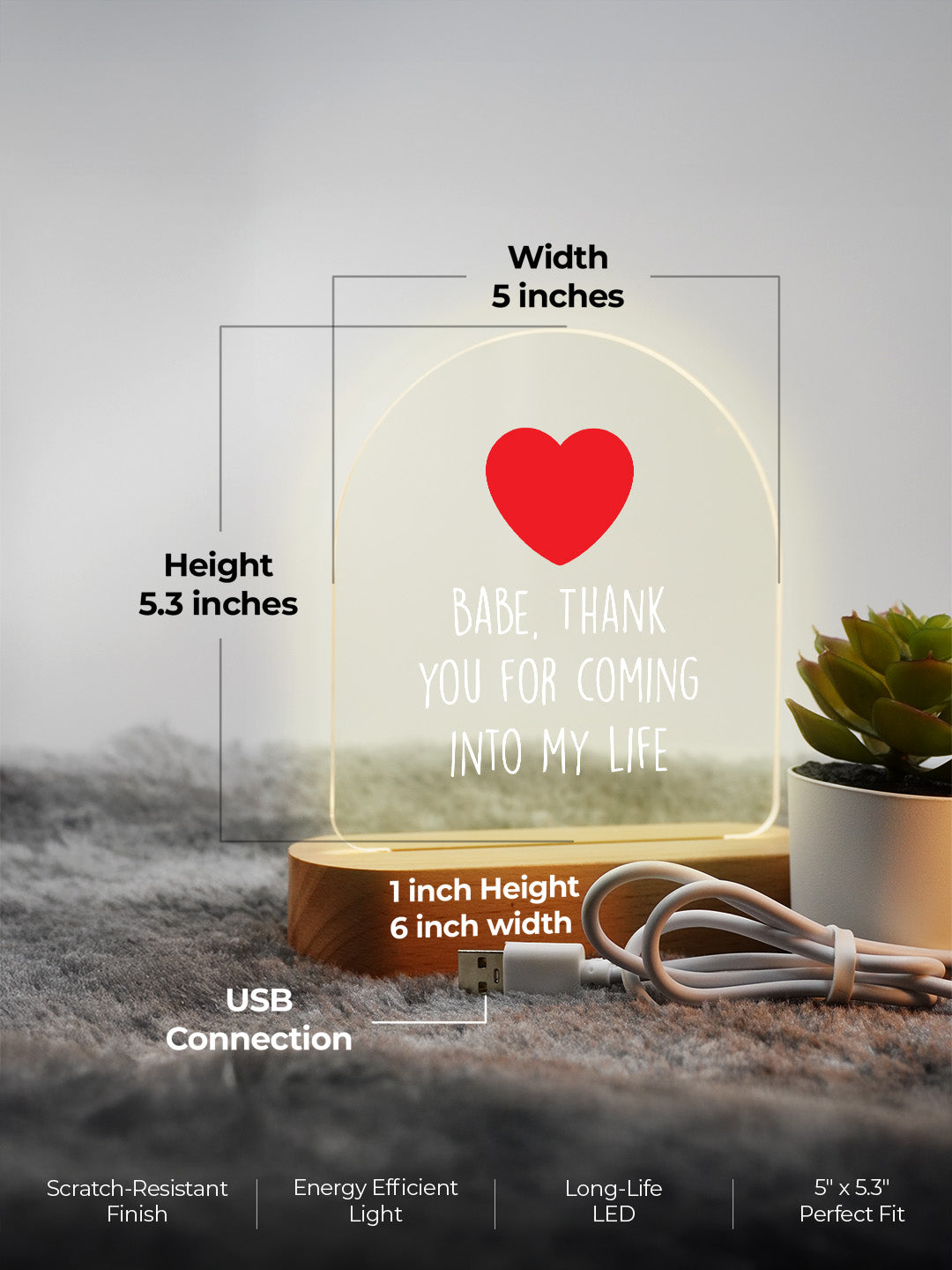 Grateful for Love LED Acrylic Frame