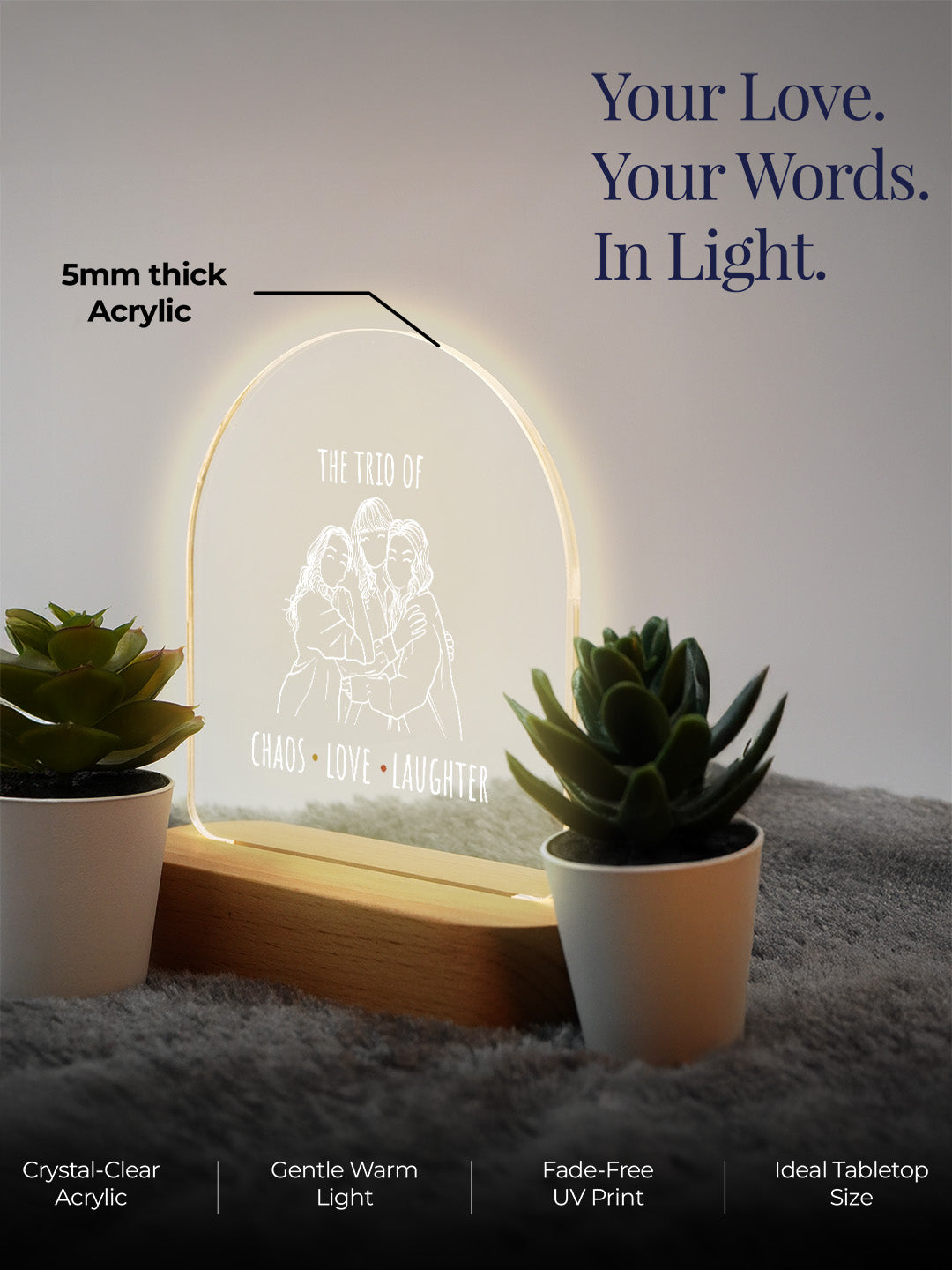 Friends Trio gifting LED Acrylic Frame