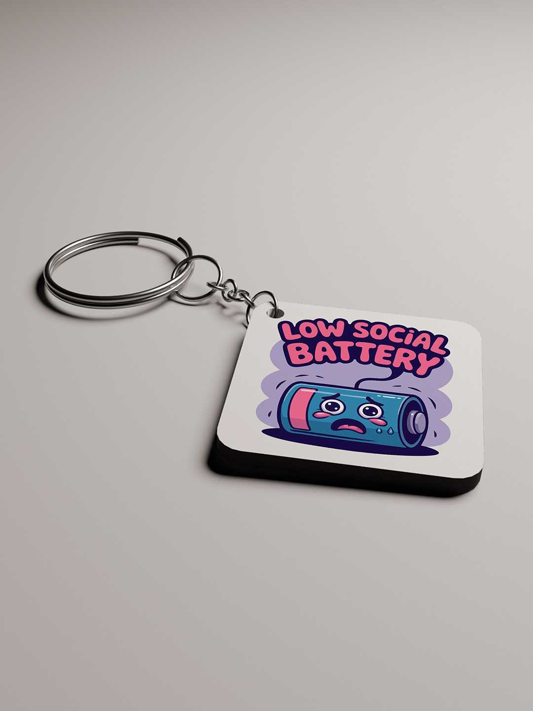 Low Social Battery Graphic Keychain